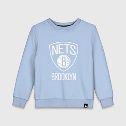 Свитшот хлопковый детский Бруклин Нетс логотип, цвет: мягкое небо