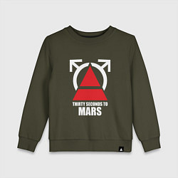 Свитшот хлопковый детский 30 Seconds To Mars Logo, цвет: хаки