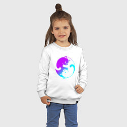 Свитшот хлопковый детский ИНЬ ЯНЬ КОТИКИ В НЕОНЕ, цвет: белый — фото 2