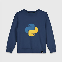 Свитшот хлопковый детский Python язык, цвет: тёмно-синий