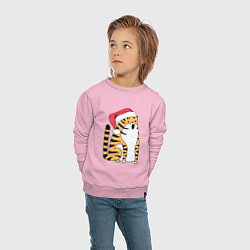 Свитшот хлопковый детский Удивленный тигр с открытым ртом, цвет: светло-розовый — фото 2