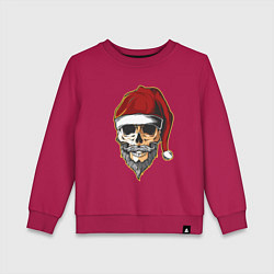 Свитшот хлопковый детский Santa Skull, цвет: маджента