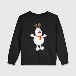 Свитшот хлопковый детский Олень снеговик 01, цвет: черный