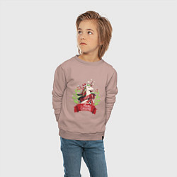 Свитшот хлопковый детский Christmas Unicorn, цвет: пыльно-розовый — фото 2