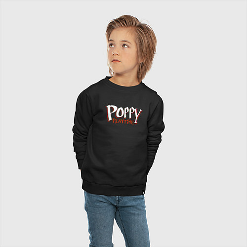 Детский свитшот Poppy Playtime Logo / Черный – фото 4
