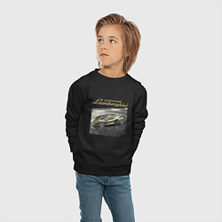 Свитшот хлопковый детский Lamborghini Motorsport sketch, цвет: черный — фото 2
