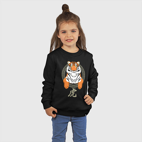 Детский свитшот Тигр в раме / Черный – фото 3
