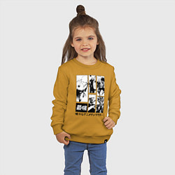 Свитшот хлопковый детский Герои сенен манг One punch man one piece, цвет: горчичный — фото 2