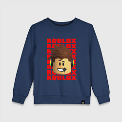 Свитшот хлопковый детский ROBLOX RED LOGO LEGO FACE, цвет: тёмно-синий