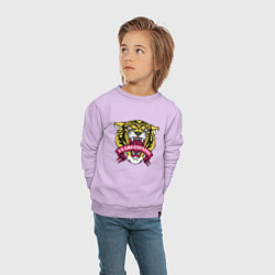 Свитшот хлопковый детский Бесстрашный гордый тигр, цвет: лаванда — фото 2