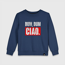 Свитшот хлопковый детский BUM BUM CIAO БУМАЖНЫЙ ДОМ, цвет: тёмно-синий