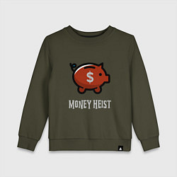 Свитшот хлопковый детский Money Heist Pig, цвет: хаки