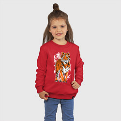 Свитшот хлопковый детский Тигр в джунглях, цвет: красный — фото 2