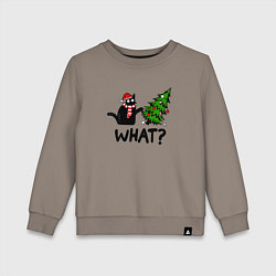 Свитшот хлопковый детский WHAT? КОТ РОНЯЕТ ЁЛКУ, цвет: утренний латте