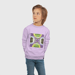 Свитшот хлопковый детский Коллекция Фрактальная мозаика Фиолетово-зеленый Кв, цвет: лаванда — фото 2