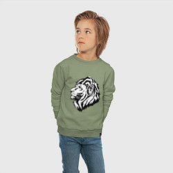 Свитшот хлопковый детский Лев в наушниках, цвет: авокадо — фото 2