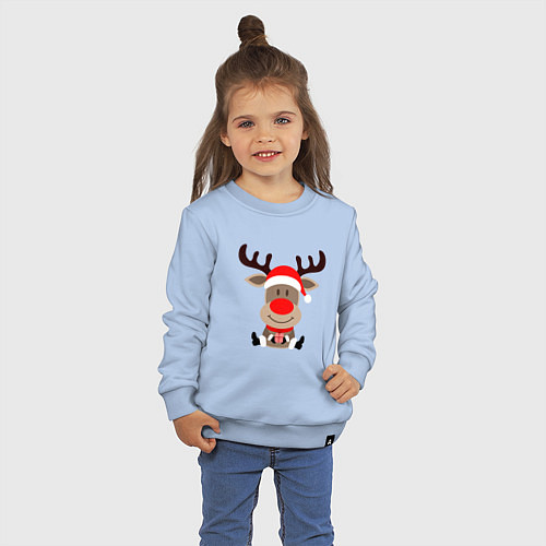 Детский свитшот Новогодний олень с подарком в руках / Мягкое небо – фото 3