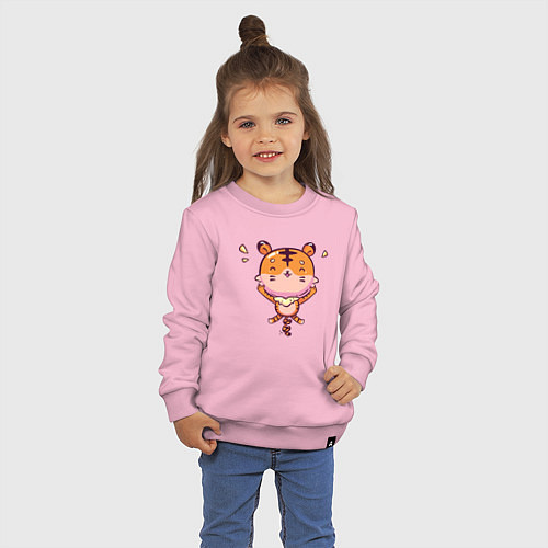 Детский свитшот Прыгающий радостный тигр / Светло-розовый – фото 3