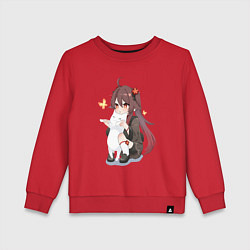 Свитшот хлопковый детский ХУ ТАО И БЕЛЫЙ КОТИК, цвет: красный