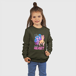 Свитшот хлопковый детский My Little Pony Follow your heart, цвет: хаки — фото 2