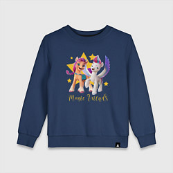Свитшот хлопковый детский Magic Pony Friends, цвет: тёмно-синий