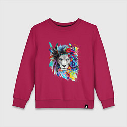 Детский свитшот Лев в цветах и перьях