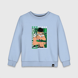 Свитшот хлопковый детский Ван-Пис One Piece, Зоро Ророноа Zoro Roronoa с над, цвет: мягкое небо