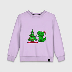 Свитшот хлопковый детский Рождественский динозавр Christmas dinosaur, цвет: лаванда