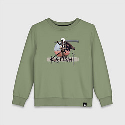 Свитшот хлопковый детский Кенши Самурай, цвет: авокадо