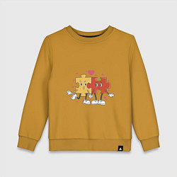 Свитшот хлопковый детский Влюбленная пара - пазлы, цвет: горчичный