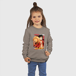 Свитшот хлопковый детский Ван-Пис One Piece, Луффи Мугивара, цвет: утренний латте — фото 2