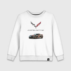 Свитшот хлопковый детский Chevrolet Corvette - Motorsport racing team, цвет: белый