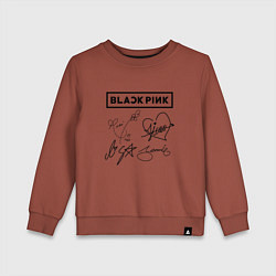 Свитшот хлопковый детский BLACKPINK АВТОГРАФЫ ЧЁРНЫЙ БЛЭКПИНК, цвет: кирпичный
