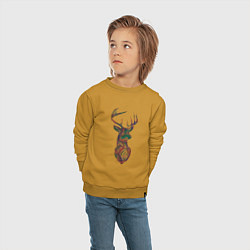 Свитшот хлопковый детский Образ оленя из линий, цвет: горчичный — фото 2