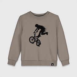 Свитшот хлопковый детский ВЕЛОСПОРТ BMX Racing ВЕЛОСИПЕДИСТ, цвет: утренний латте