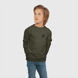 Свитшот хлопковый детский Адель логотип с надписью, цвет: хаки — фото 2