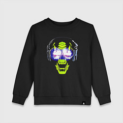 Свитшот хлопковый детский Neon skull - music lover, цвет: черный