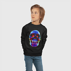 Свитшот хлопковый детский Cool neon skull, цвет: черный — фото 2