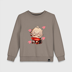 Детский свитшот Маленький Казуха ест геншин импакт