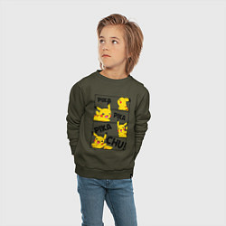 Свитшот хлопковый детский Пика Пика Пикачу Pikachu, цвет: хаки — фото 2