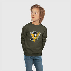 Свитшот хлопковый детский Pittsburgh Penguins Питтсбург Пингвинз, цвет: хаки — фото 2