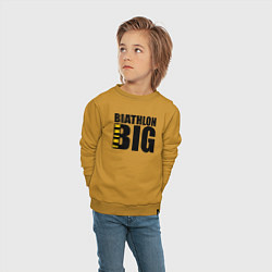 Свитшот хлопковый детский Biathlon think BIG, цвет: горчичный — фото 2