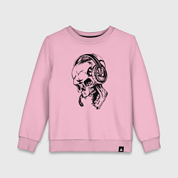Свитшот хлопковый детский Cool skull & microphone, цвет: светло-розовый