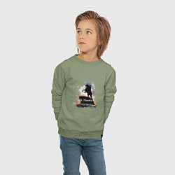 Свитшот хлопковый детский Санкт-Петербург Медный всадник, цвет: авокадо — фото 2