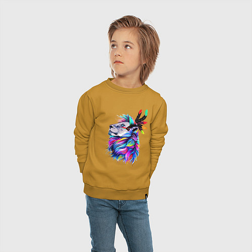 Детский свитшот Art lion! / Горчичный – фото 4