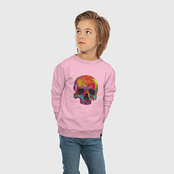 Свитшот хлопковый детский Cool color skull, цвет: светло-розовый — фото 2
