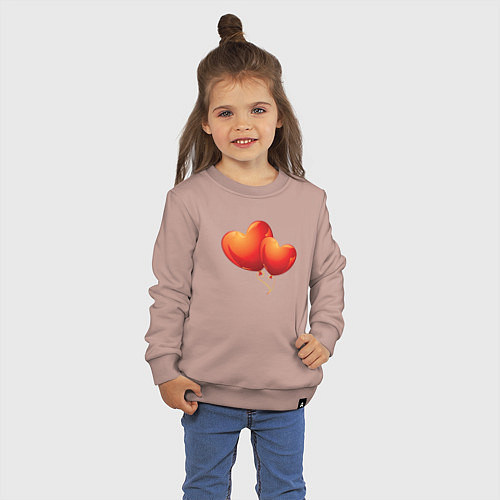 Детский свитшот Воздушные Сердца Любовные Шары / Пыльно-розовый – фото 3