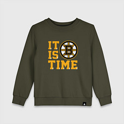 Свитшот хлопковый детский It Is Boston Bruins Time, Бостон Брюинз, цвет: хаки