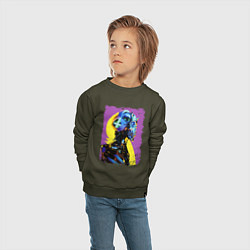 Свитшот хлопковый детский Cyber fashion skull 2028, цвет: хаки — фото 2