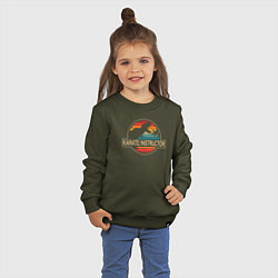 Свитшот хлопковый детский Динозавр карате инструктор, цвет: хаки — фото 2